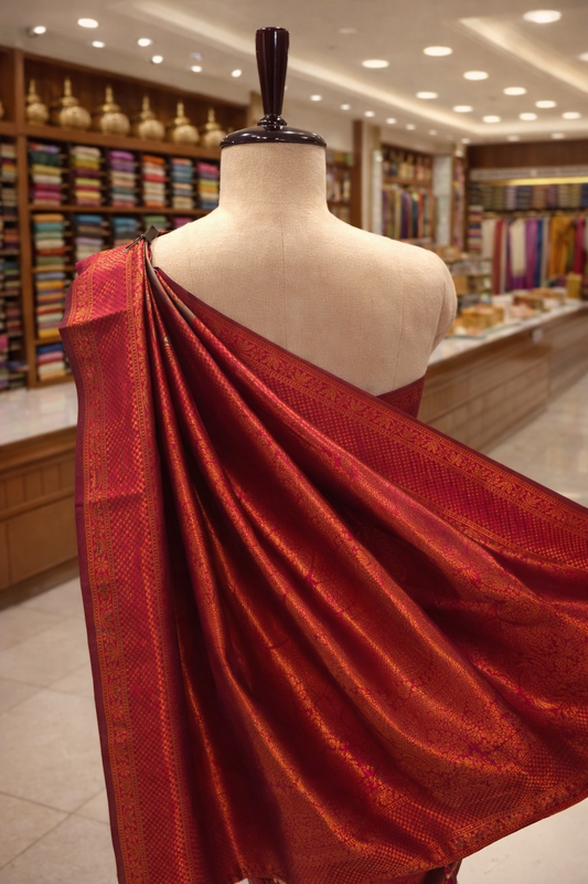 Metallic Grey Lila Kanjivaram tissue soft Silk Saree