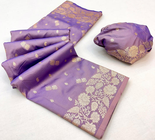 Light Lavender Elegant Two-Tone Banarasi Silk Saree