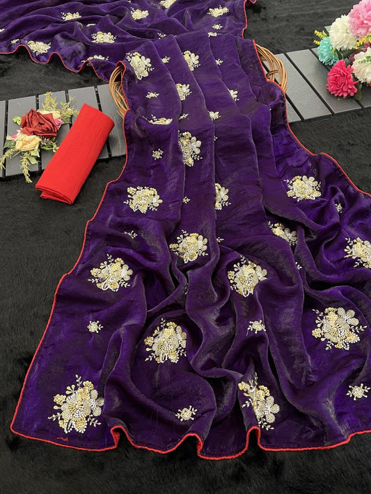 Jimmy Choo Violate Designer Embroidery Handwork Saree