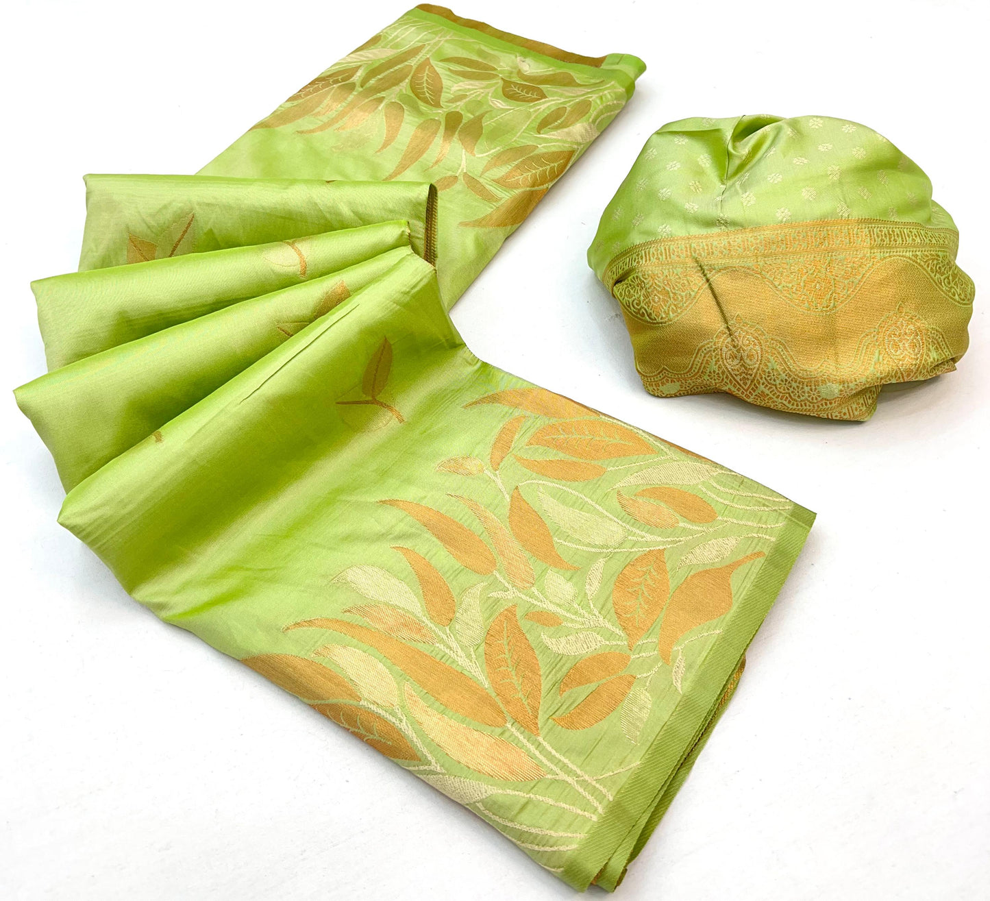 Parrot Green Takshshila Banarasi Soft Silk Saree