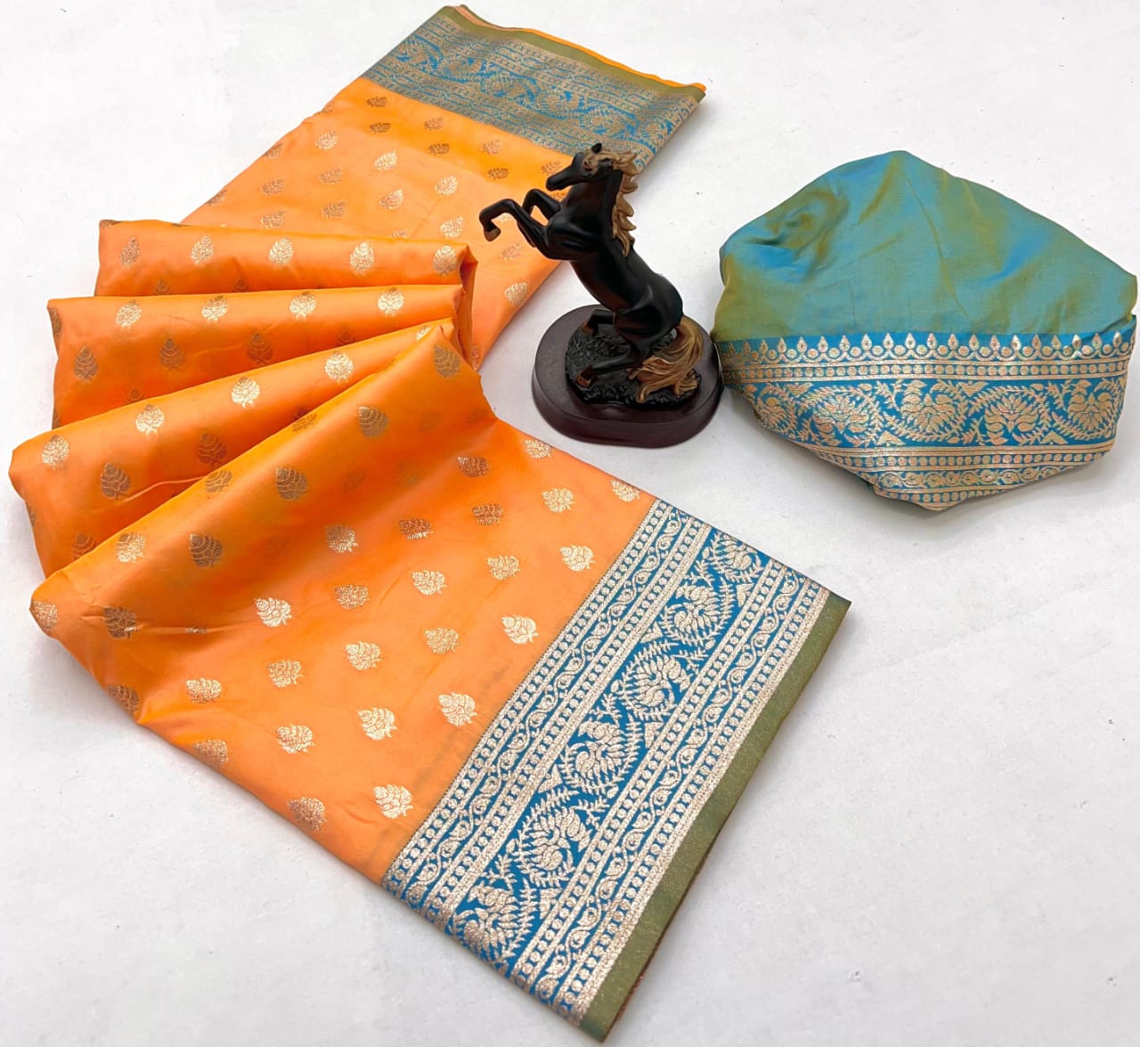 Orange Premium Banarasi Soft Silk Saree