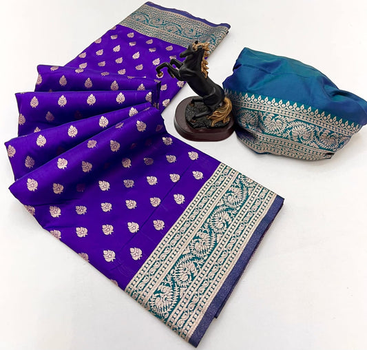 Purple Premium Banarasi Soft Silk Saree