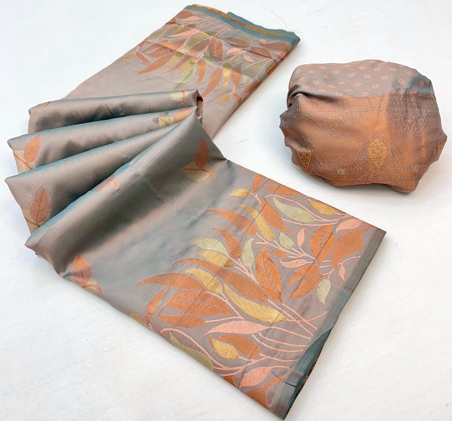 Grey Takshshila Banarasi Soft Silk Saree