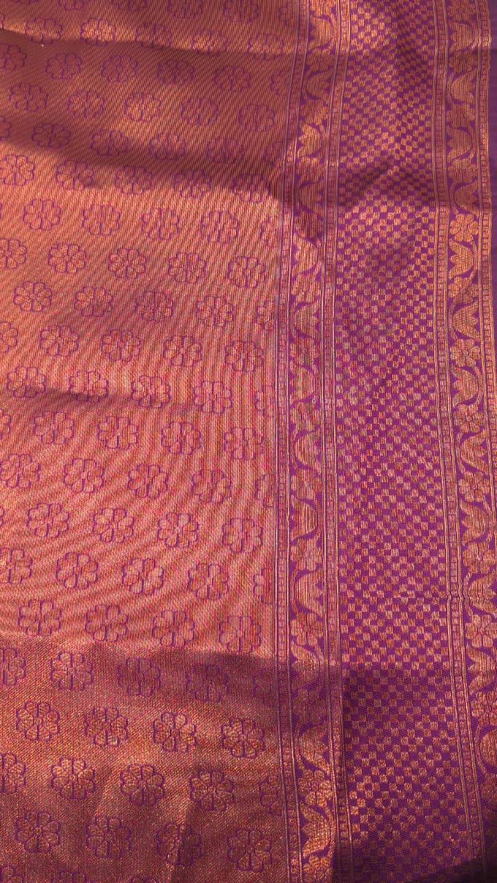 Lovender Lila Kanjivaram tissue soft Silk Saree