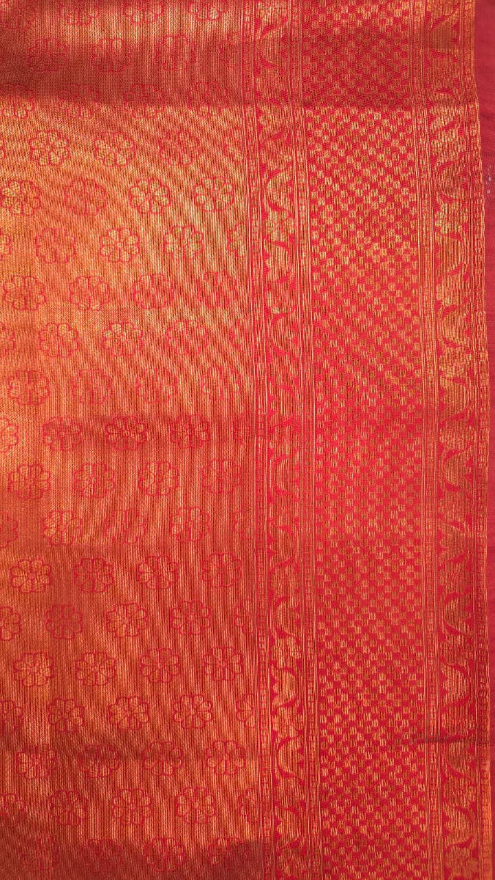 Metallic Grey Lila Kanjivaram tissue soft Silk Saree