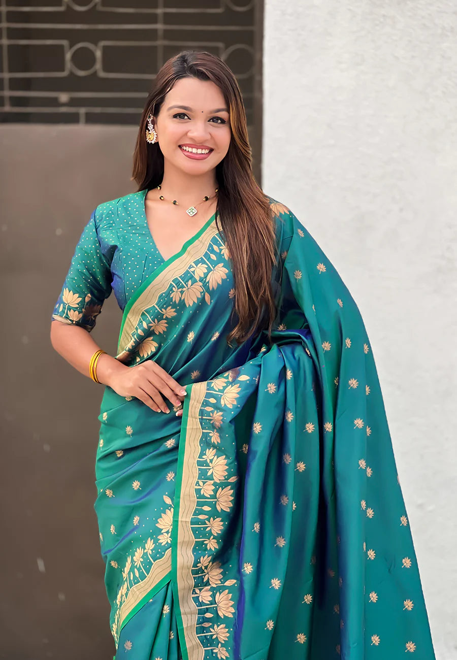 Green Zari Woven Pichwai Silk Saree