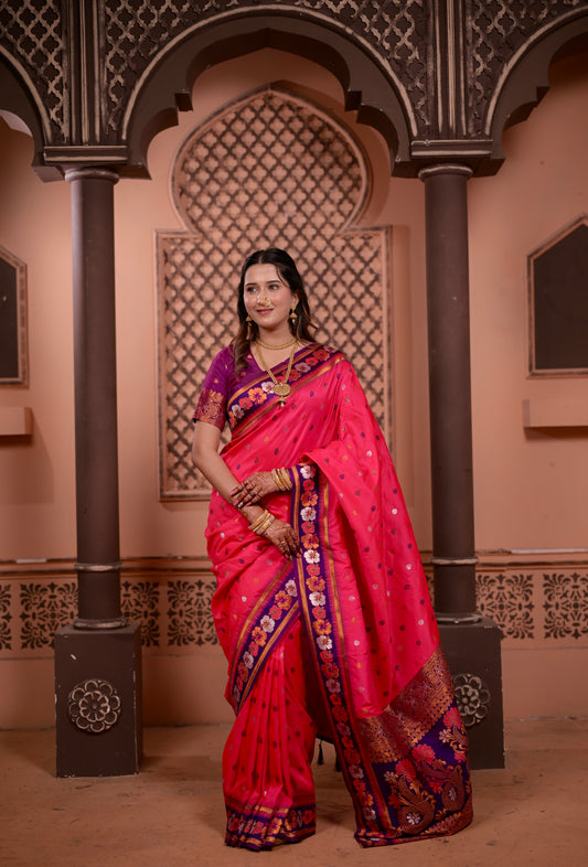 Pink Premium Banarasi Silk Saree