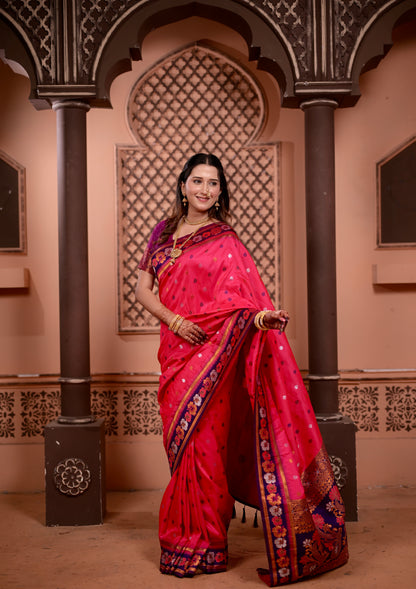 Pink Premium Banarasi Silk Saree