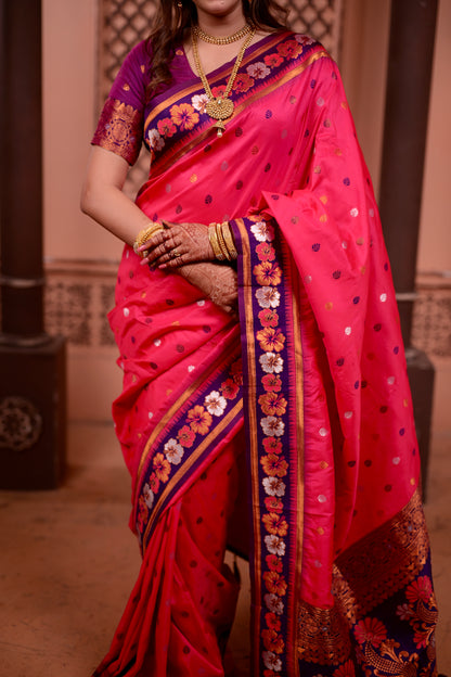 Pink Premium Banarasi Silk Saree