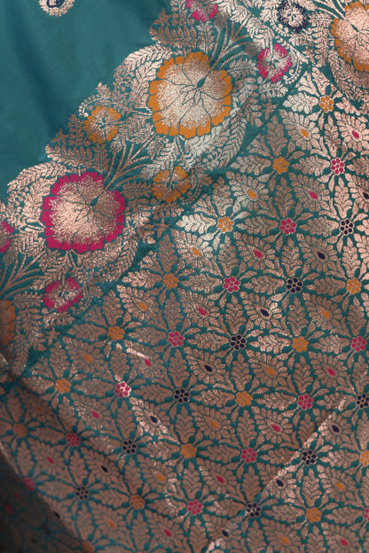 Teal Banarasi Silk Saree