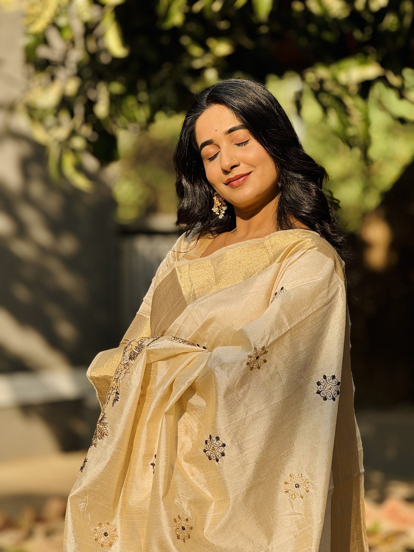 Elegant Tussar Silk Saree with Embroidery & Fancy Border