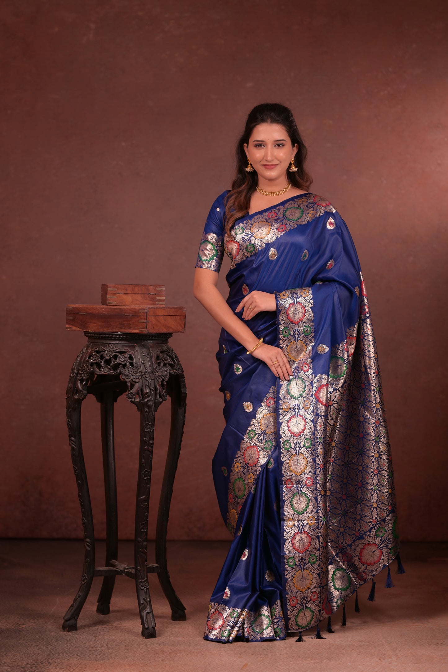 Royal blue Banarasi Silk Saree