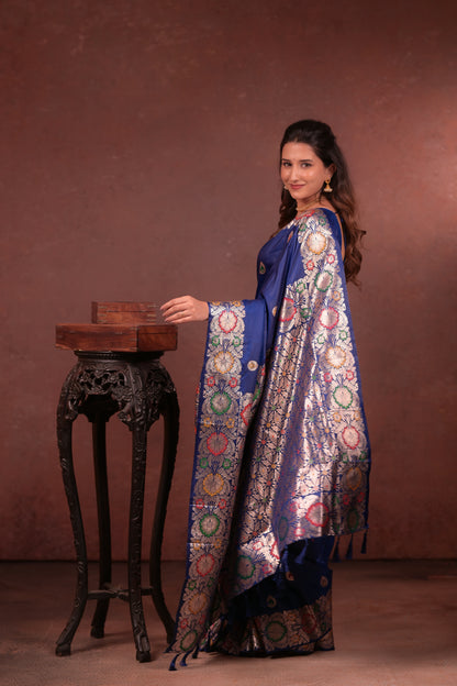 Royal blue Banarasi Silk Saree