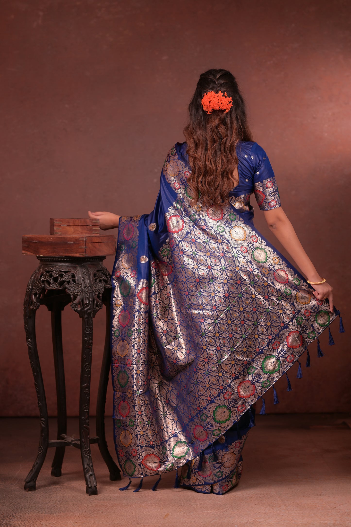 Royal blue Banarasi Silk Saree