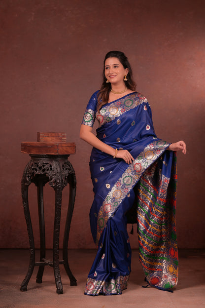 Royal blue Banarasi Silk Saree