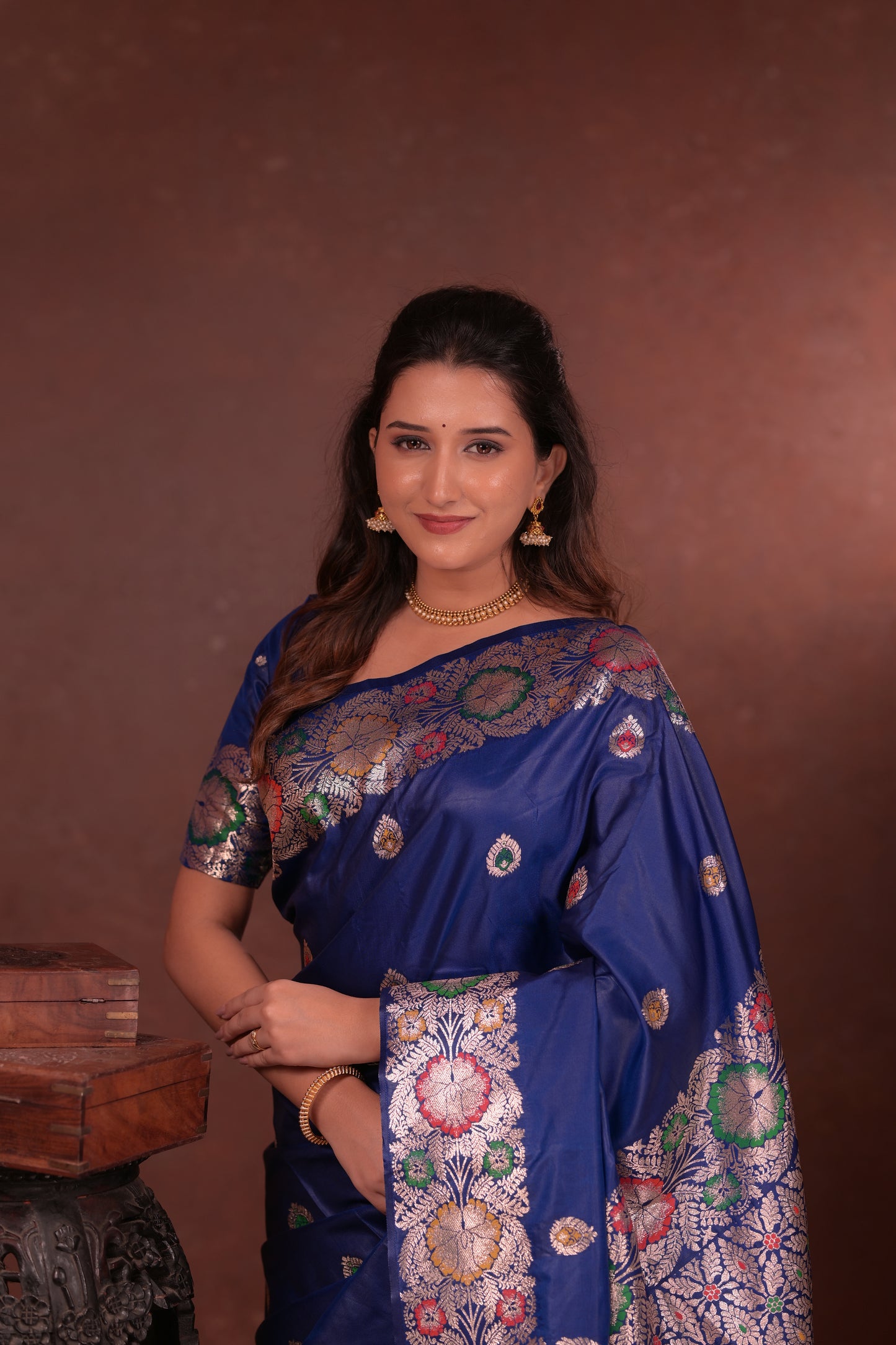 Royal blue Banarasi Silk Saree