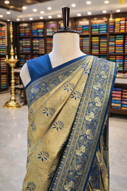 Sringara Antique Gold with Rama Kanjivaram Tissue Soft Silk Saree