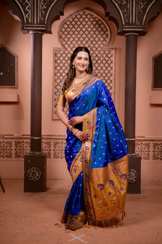 Blue Premium Banarasi Silk Saree