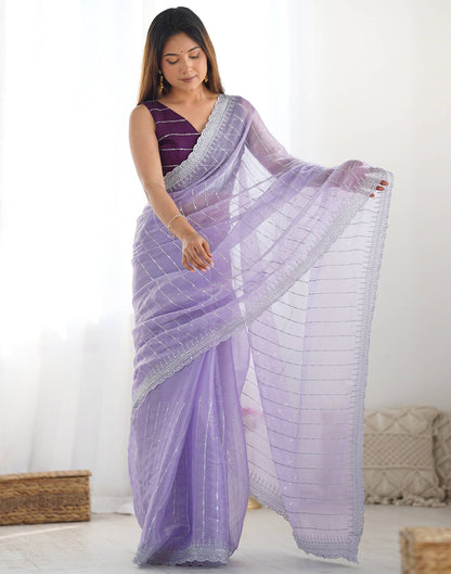 Lovender Jimmy Choo Fabric Dual Sequence With Embroidery Work Saree