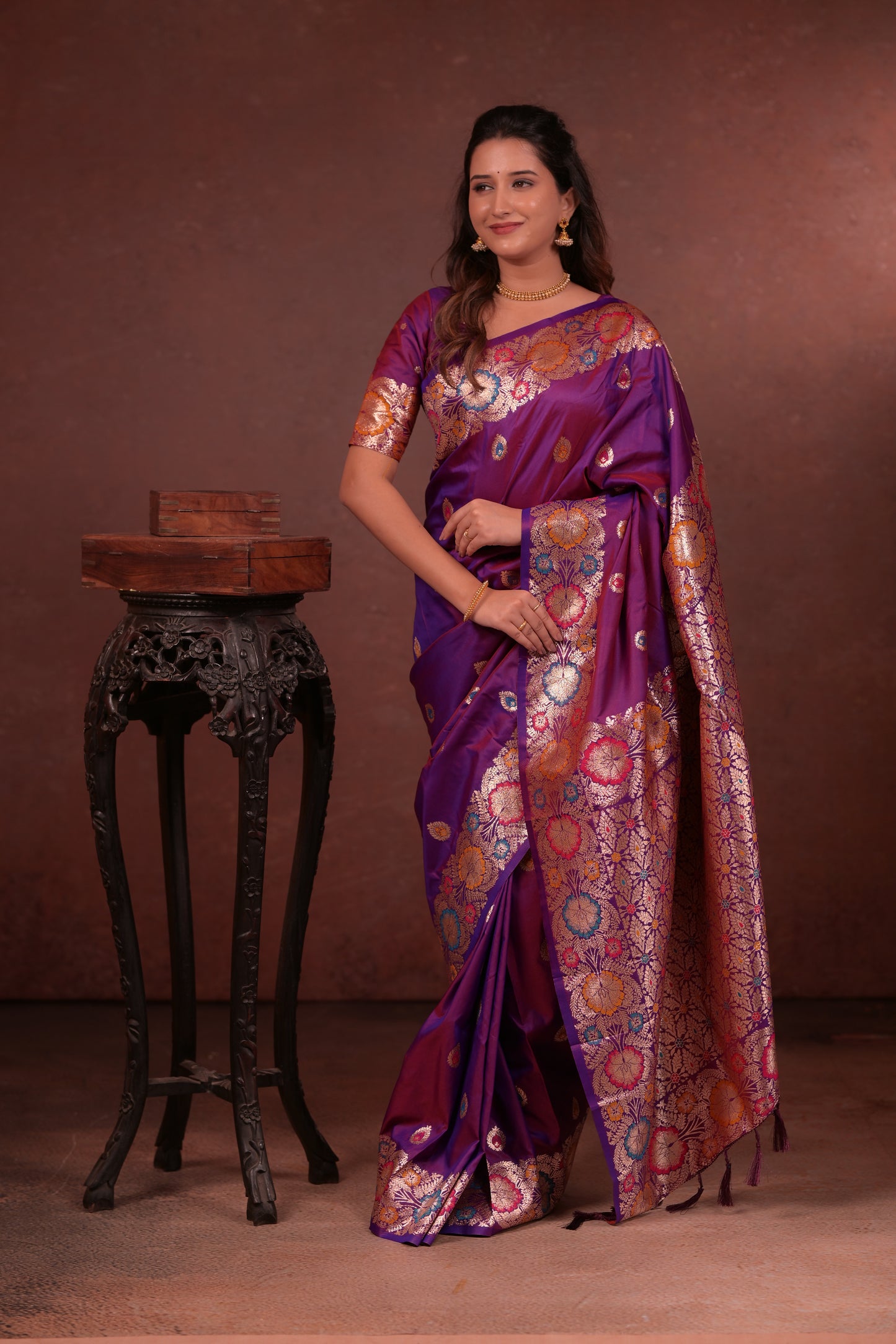 Rich purple Banarasi Silk Saree