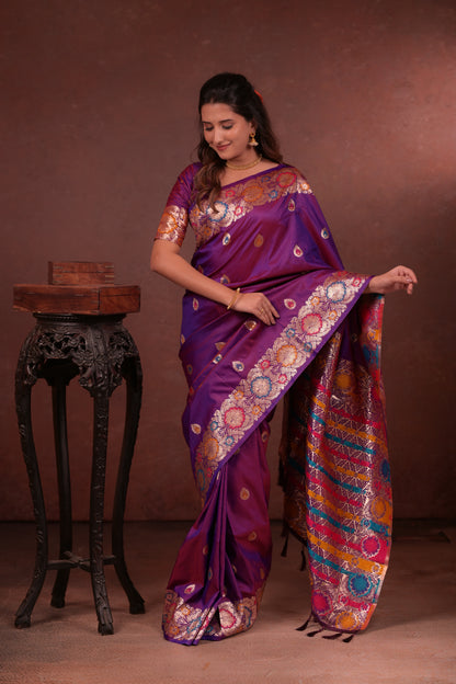 Rich purple Banarasi Silk Saree