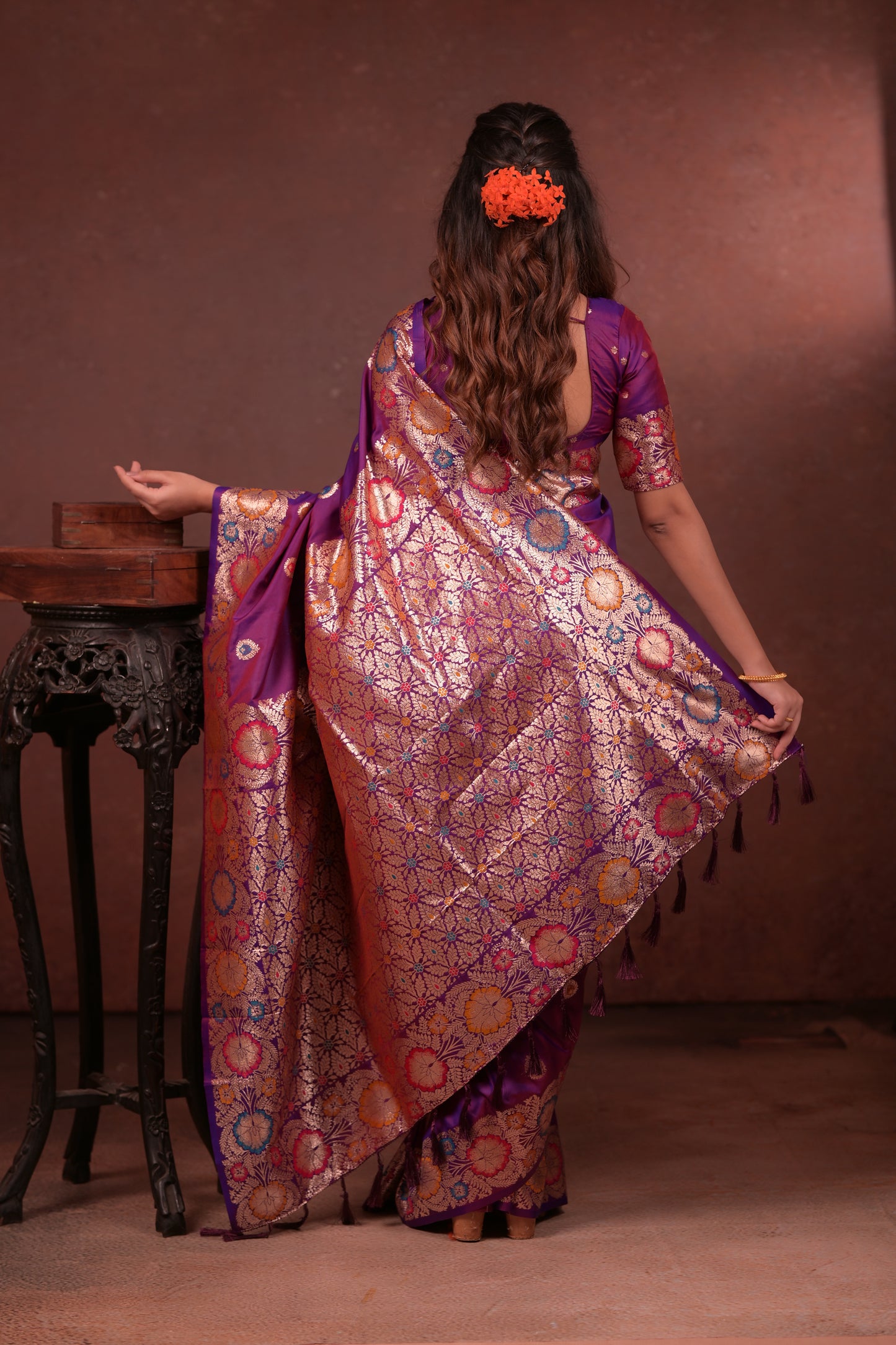 Rich purple Banarasi Silk Saree