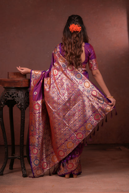Rich purple Banarasi Silk Saree