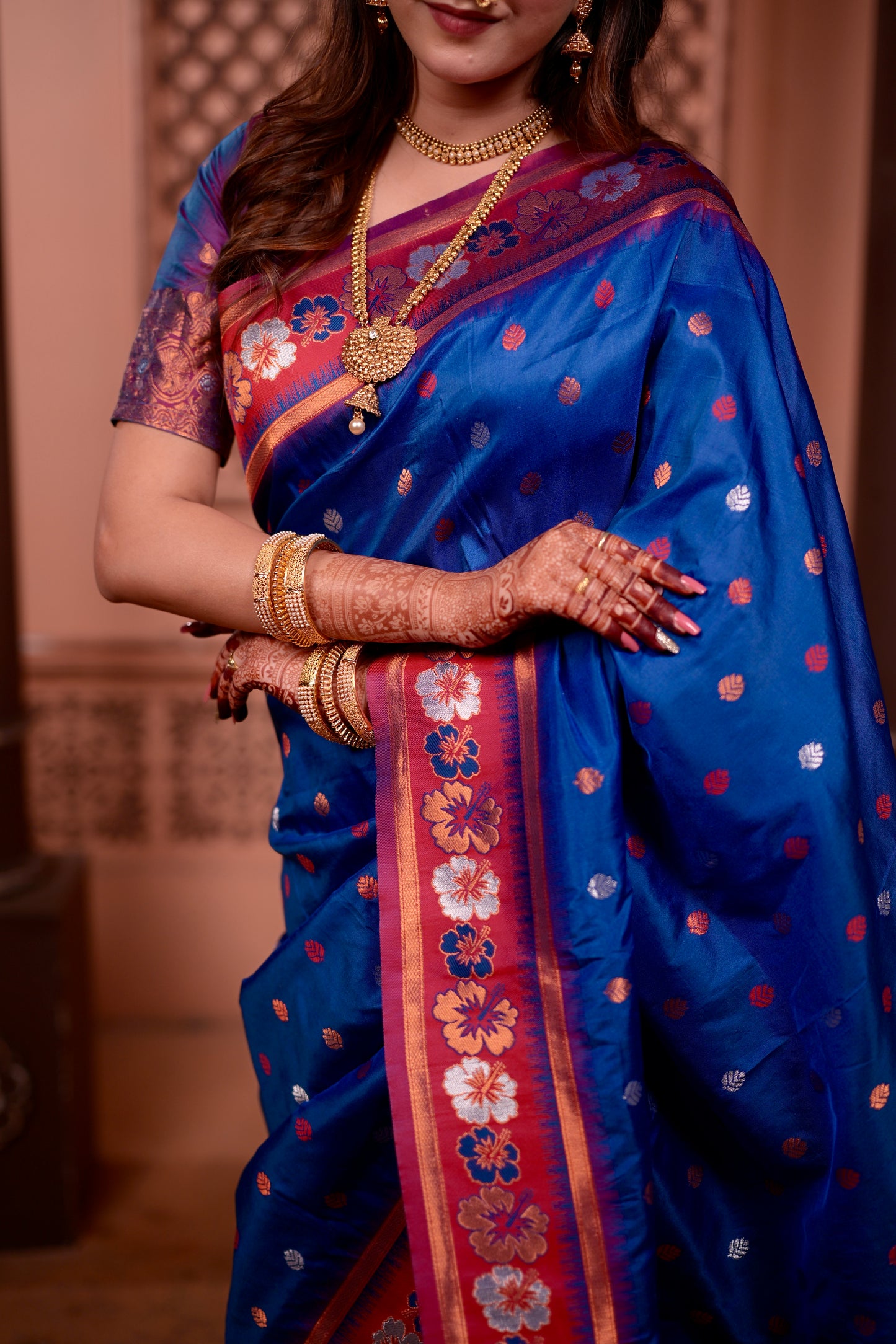 Blue Premium Banarasi Silk Saree