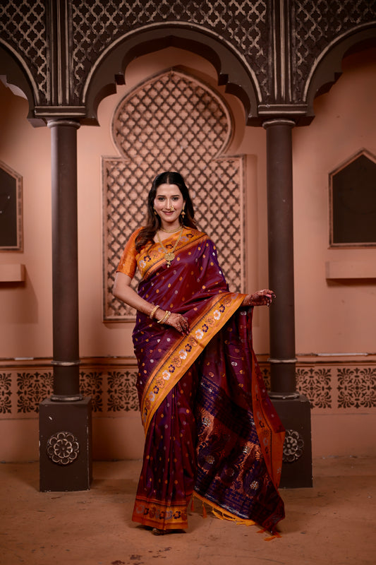 Deep Wine Premium Banarasi Silk Saree