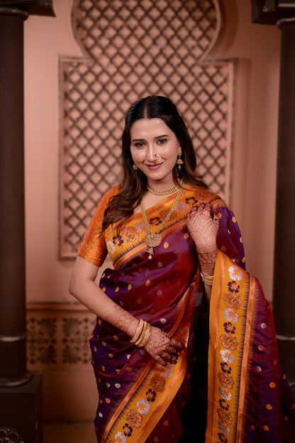 Deep Wine Premium Banarasi Silk Saree