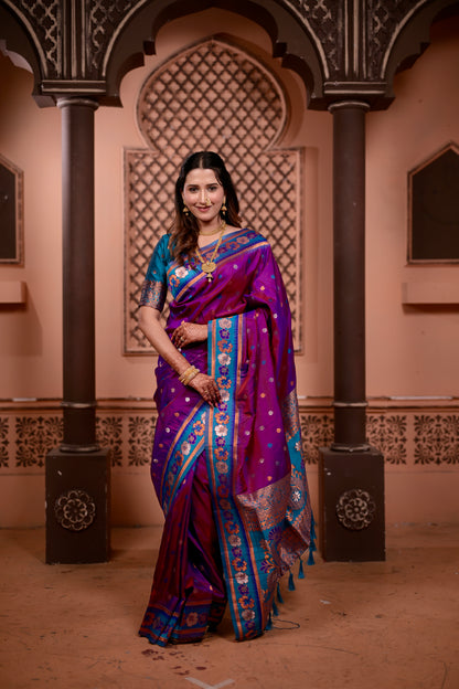 Purple Premium Banarasi Silk Saree