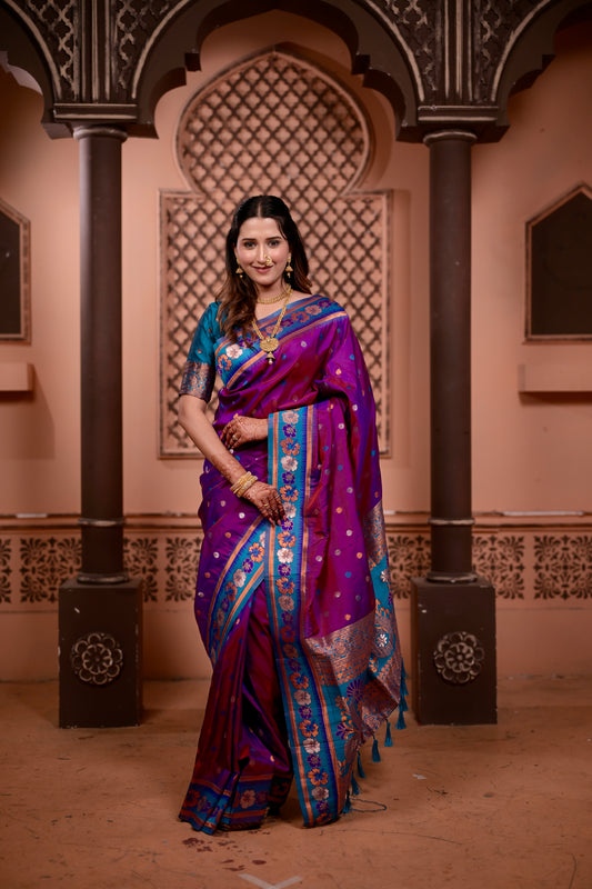 Purple Premium Banarasi Silk Saree