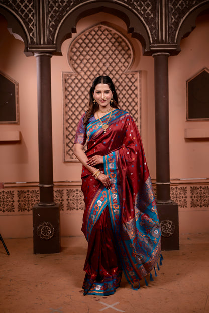 Rust Red Premium Banarasi Silk Saree