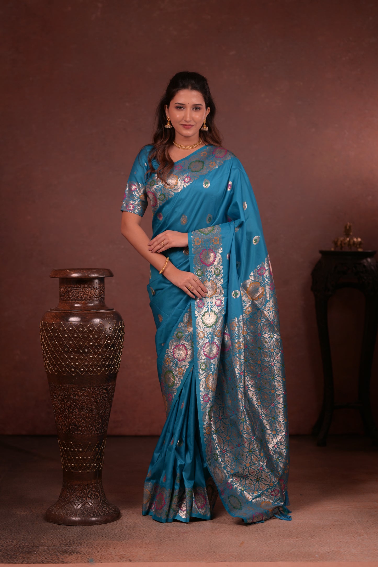 Sky Banarasi Silk Saree