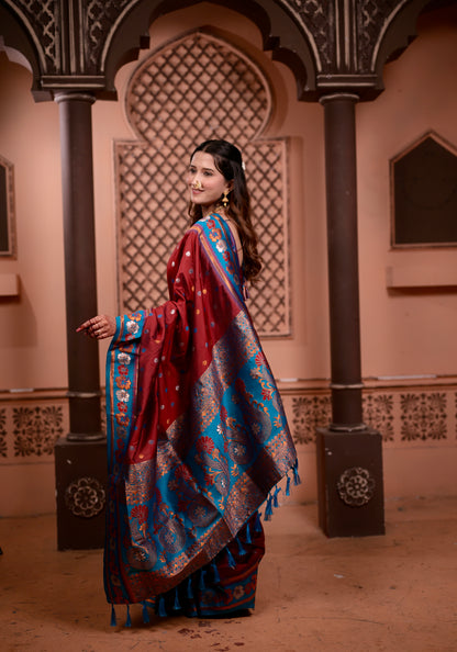 Rust Red Premium Banarasi Silk Saree