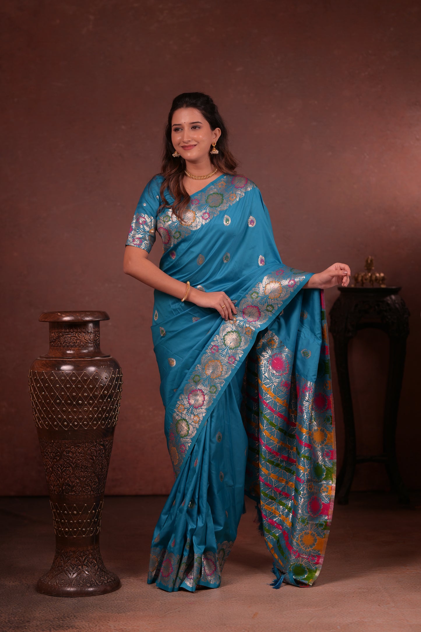 Sky Banarasi Silk Saree