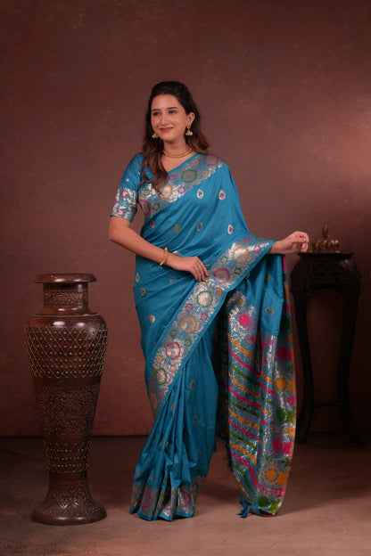 Sky Banarasi Silk Saree