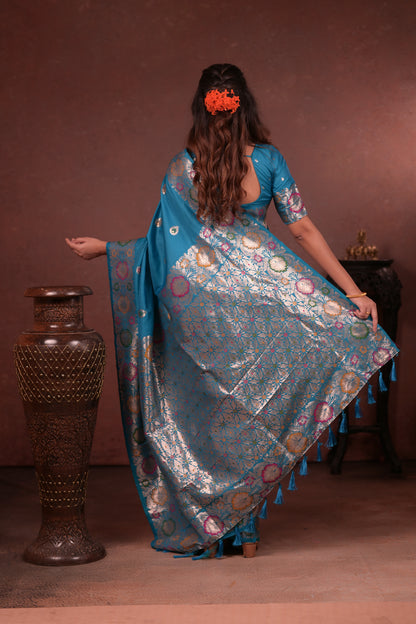 Sky Banarasi Silk Saree