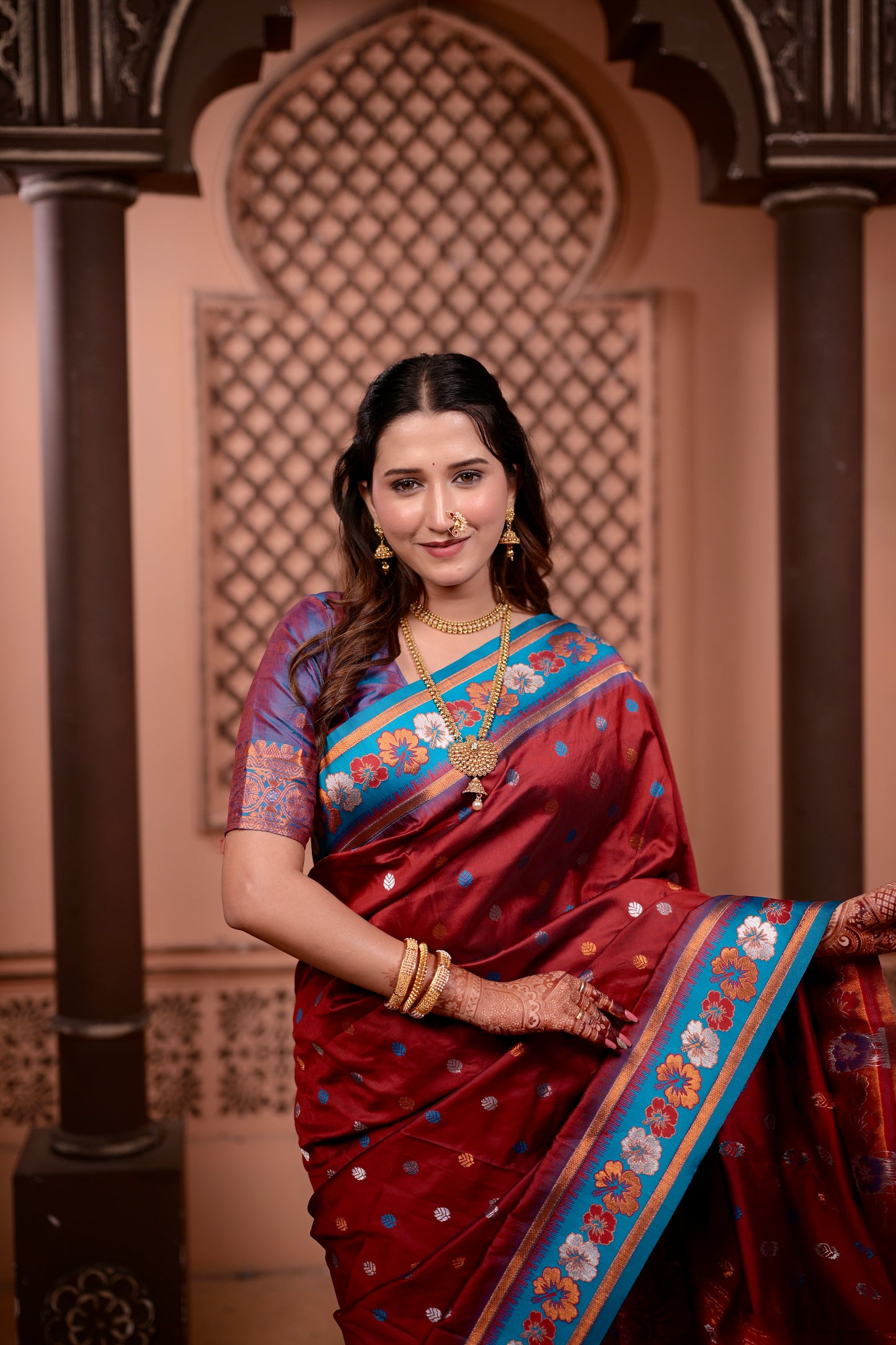 Rust Red Premium Banarasi Silk Saree