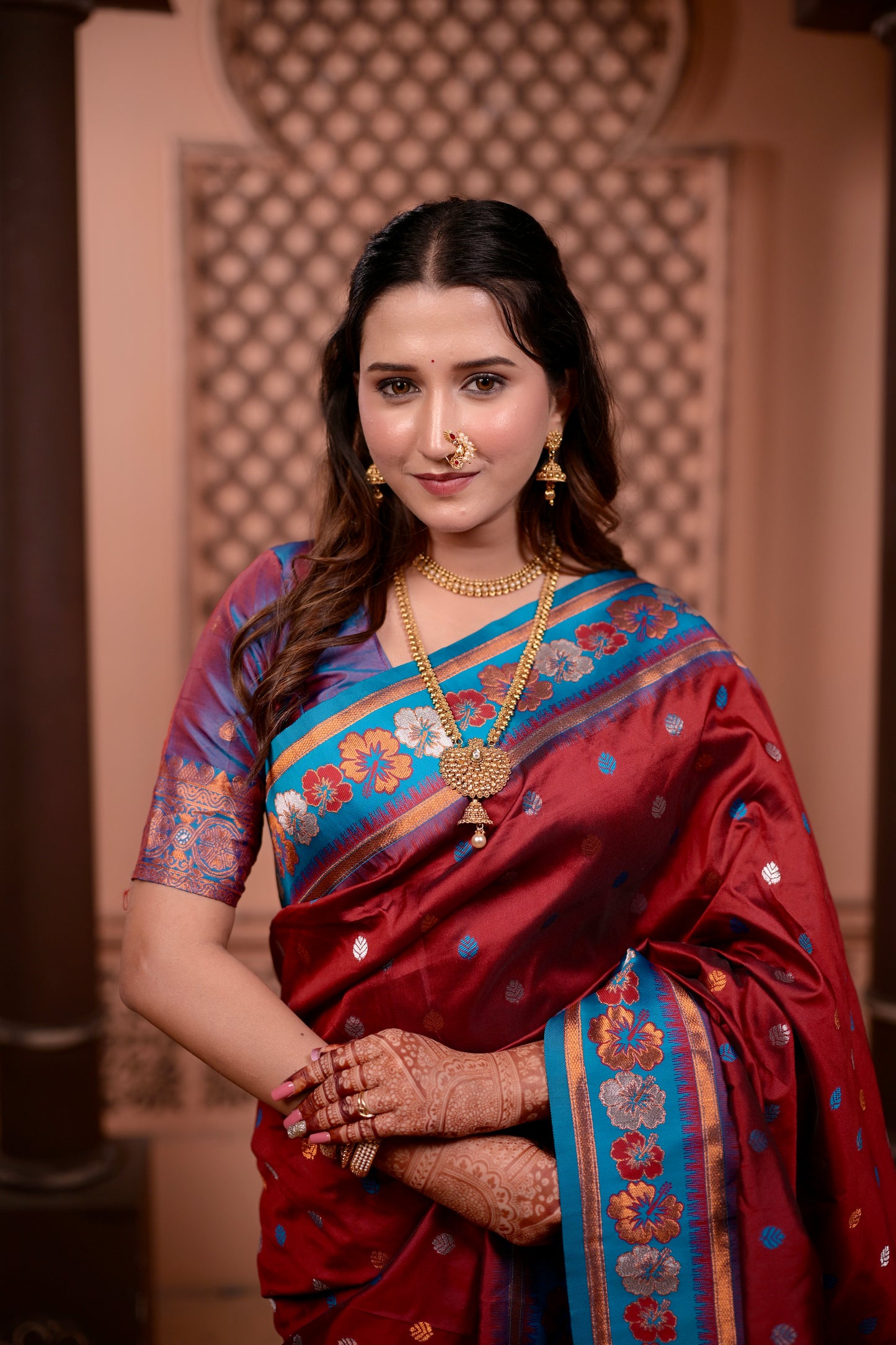 Rust Red Premium Banarasi Silk Saree