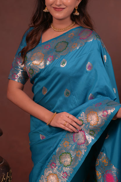 Sky Banarasi Silk Saree