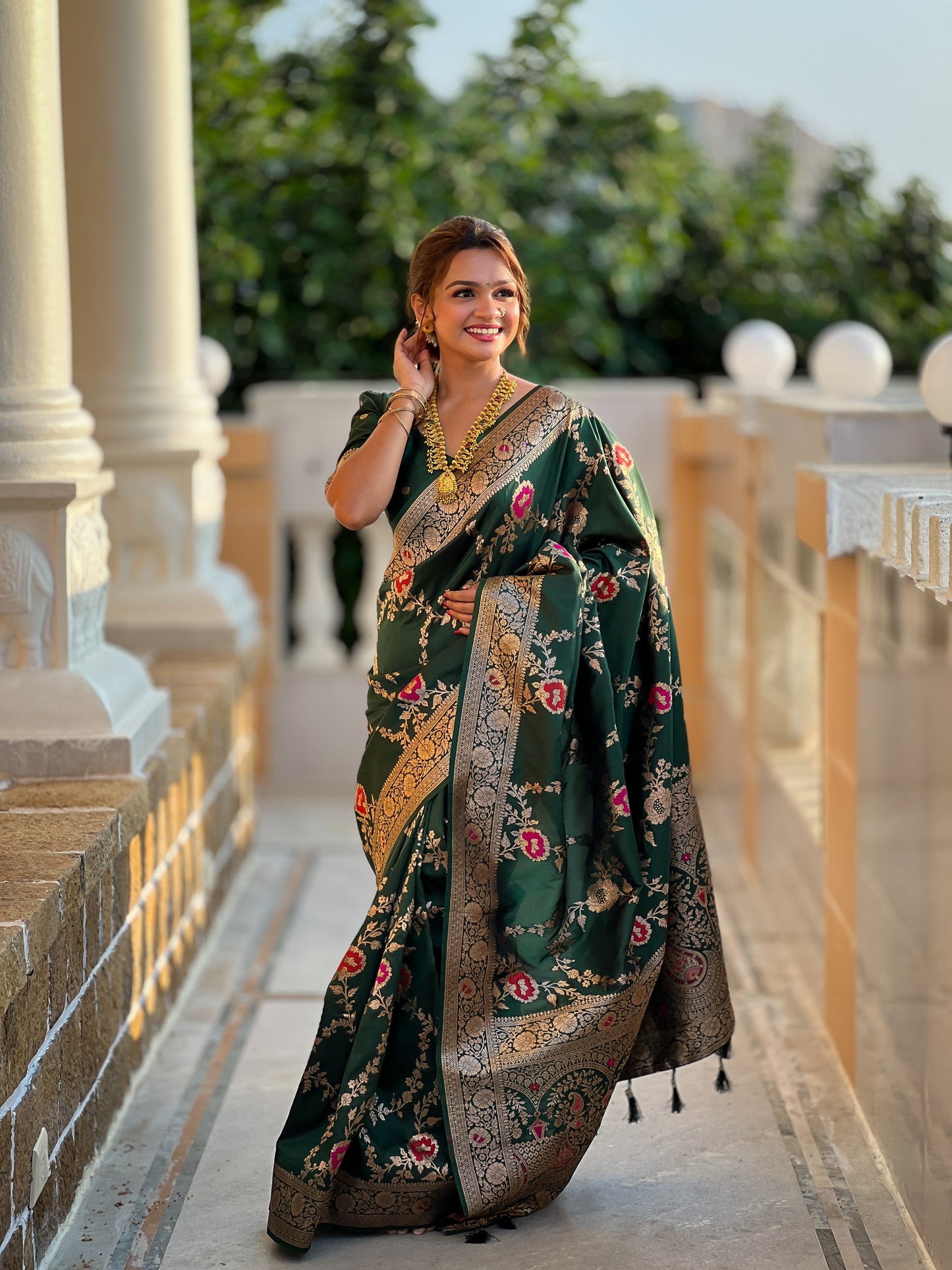 Green Banarasi Silk Saree with Intricate Zari Work