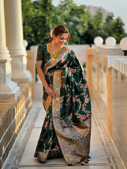 Green Banarasi Silk Saree with Intricate Zari Work