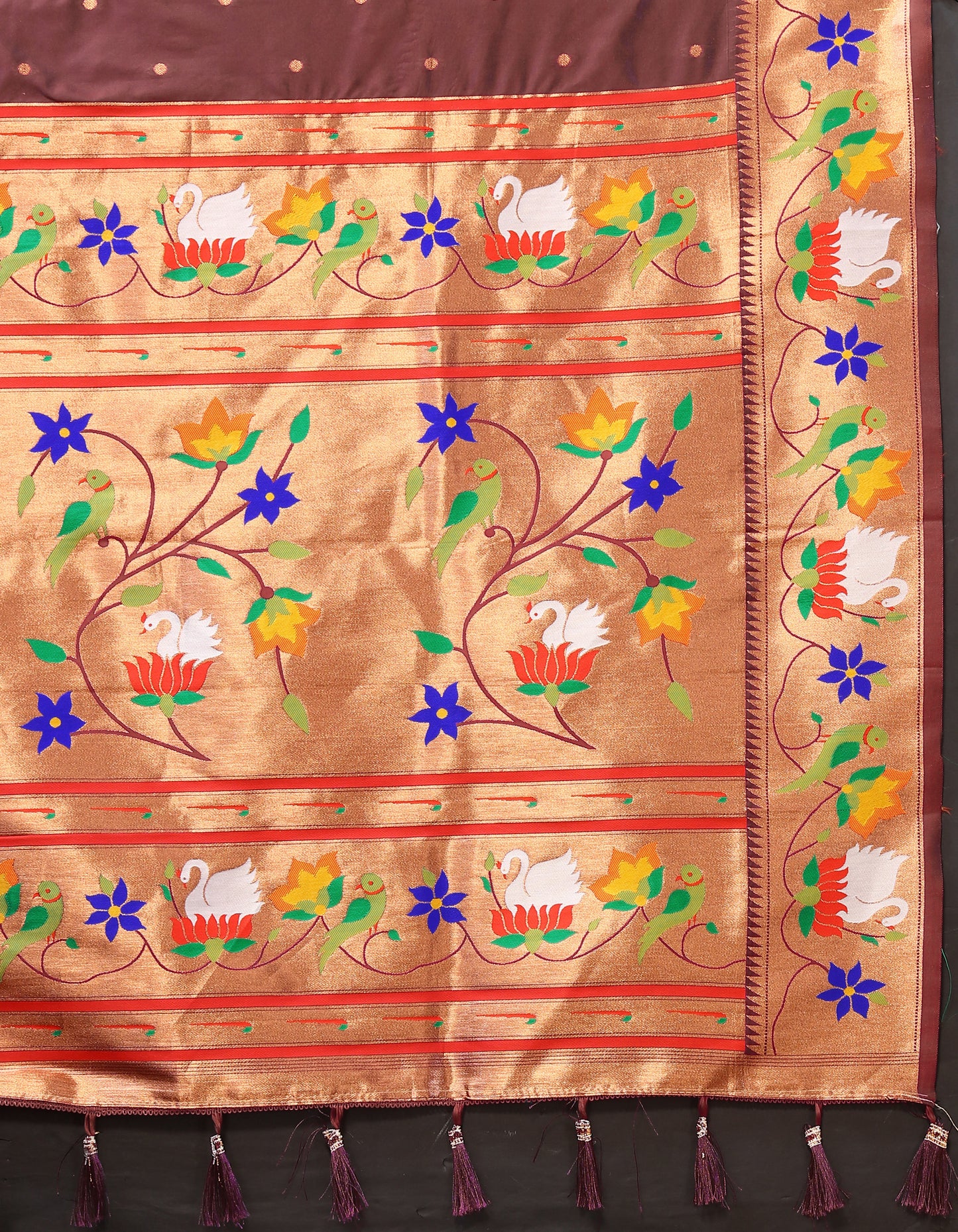 Coffee Yeola Style Rajhans Paithani Saree