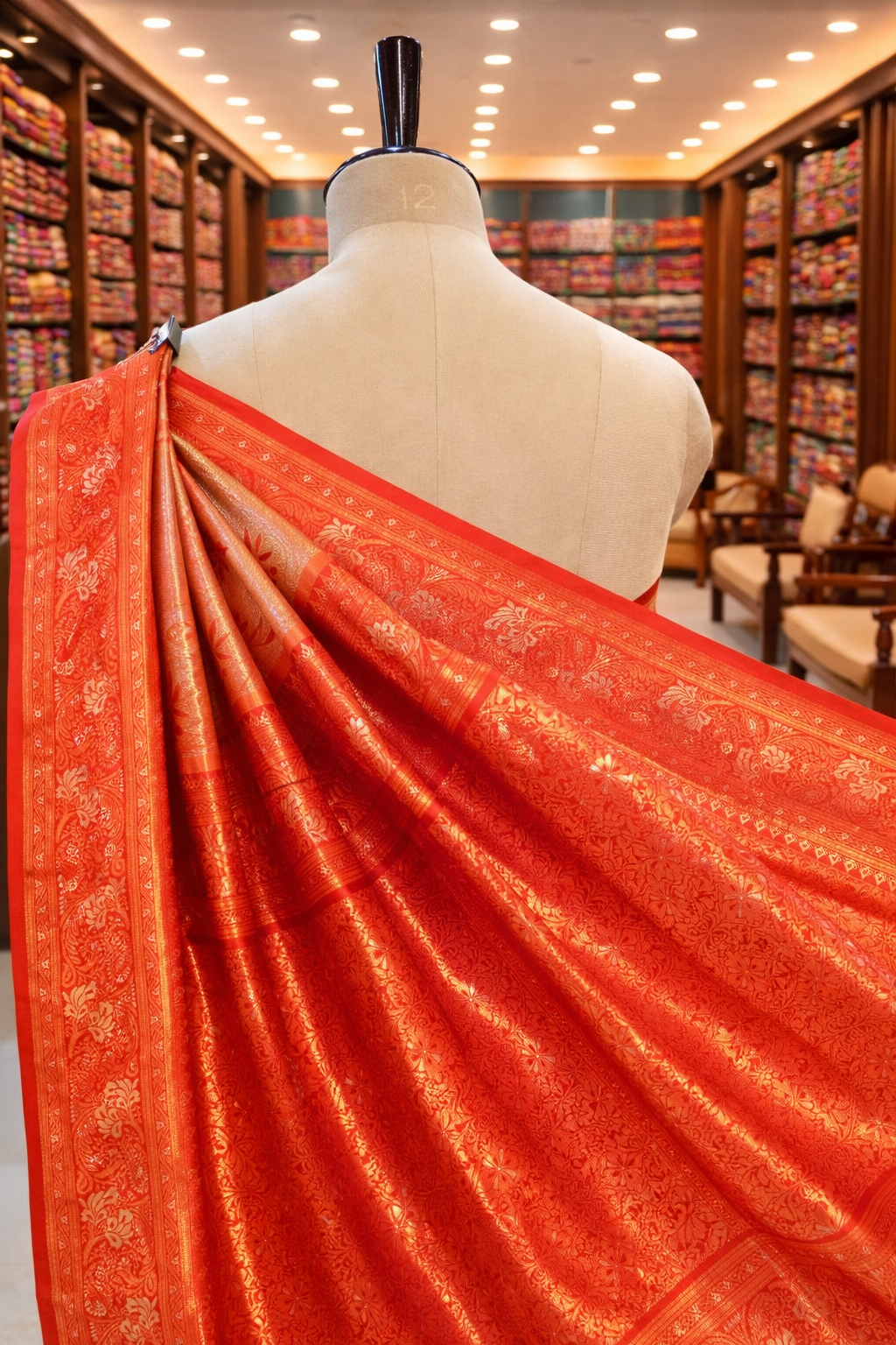 Sringara Orange Kanchipuram Tissue Soft Silk Saree