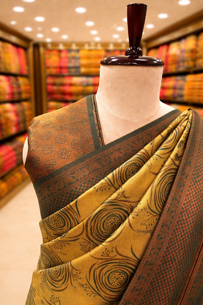 Mustrad Lila Kanjivaram tissue soft Silk Saree