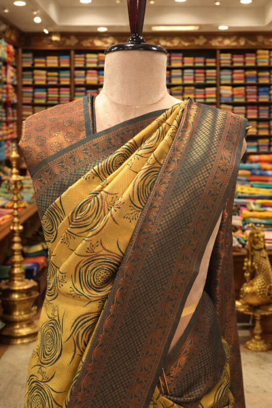 Mustrad Lila Kanjivaram tissue soft Silk Saree