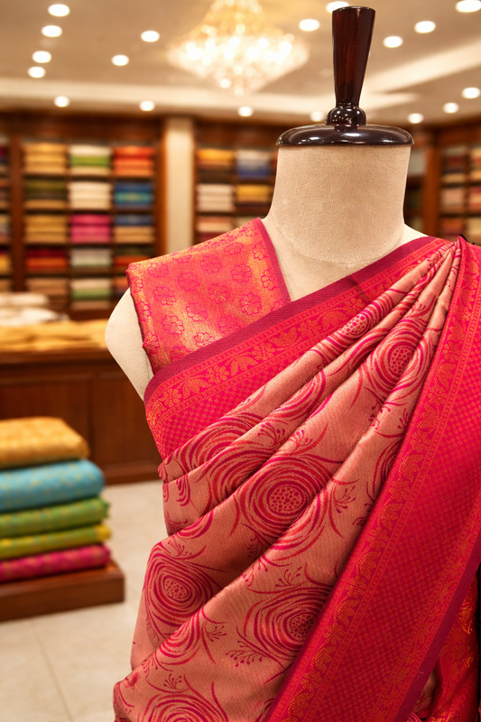 Maroon Lila Kanjivaram tissue soft Silk Saree