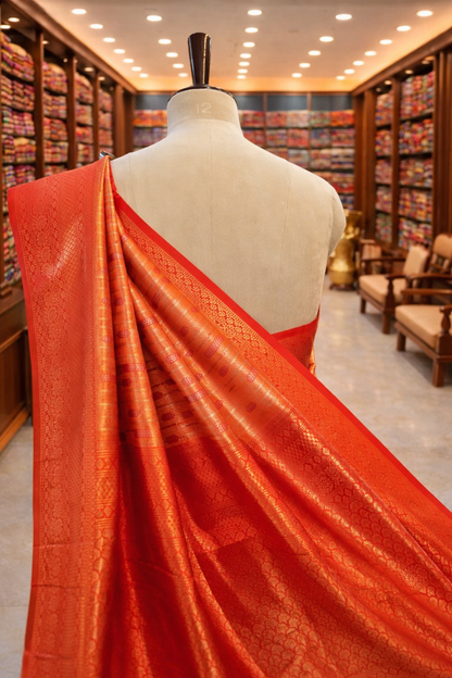 Varnika Orange Banglori Tissue Soft Silk Saree