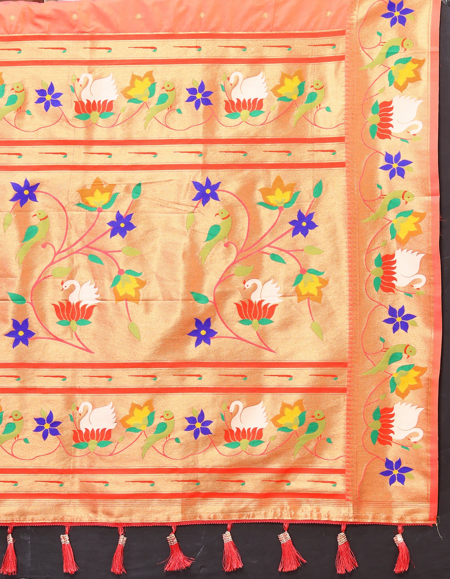 Gajri Pink Yeola Style Rajhans Paithani Saree